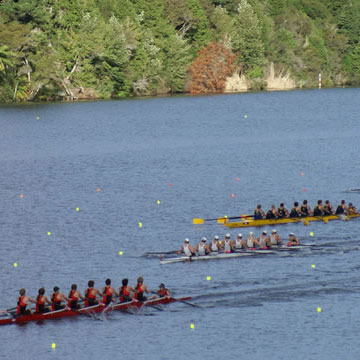 Rowing on a lake